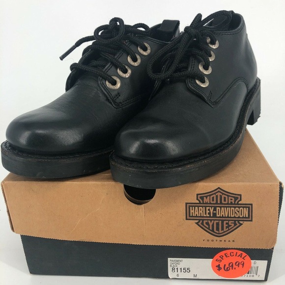 Harley-Davidson Shoes - Harley Davidson Shoes WOMENS Motorcycle Biker Pavement Oxford Black Lace Up Sz 6